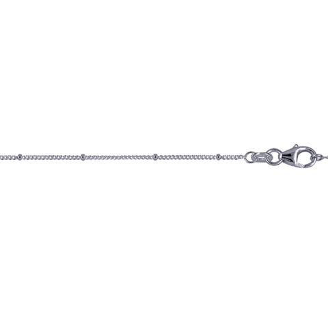Sterling Silver Diamond Cut Curb & Tiny Ball Necklace - 45cm - 1mm