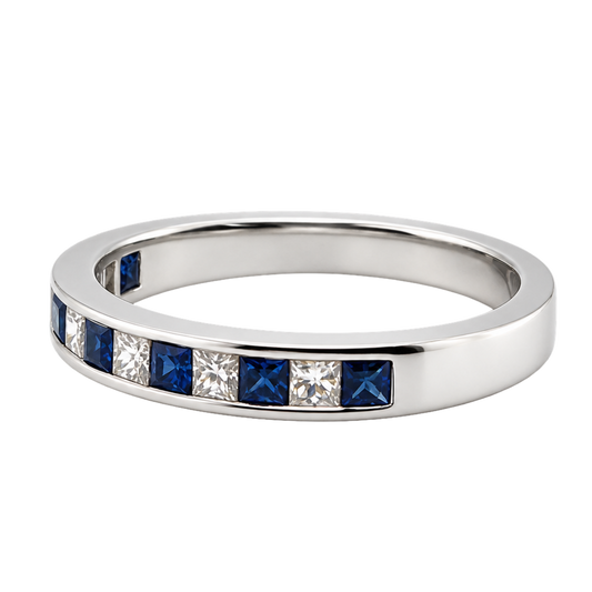 Emory Ceylon sapphire and diamond ring in 18ct white gold