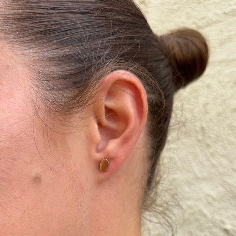 Flat Oval Stud Earrings -  Paddington Jeweller - Ojco