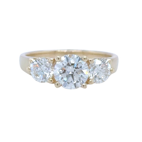 three stone diamond engagement ring gold
