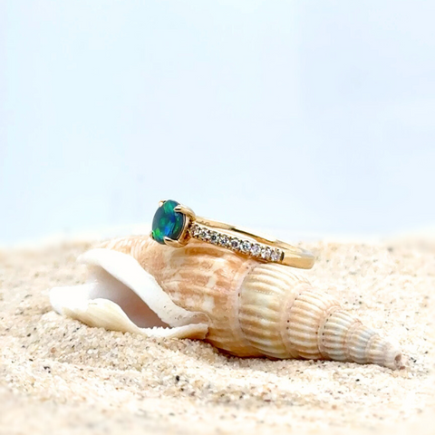 Dakota – Black Opal & Diamond Ring -  Paddington Jeweller - Ojco
