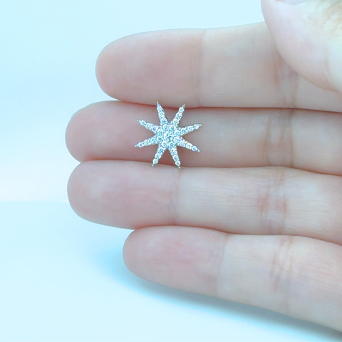 Diamond star necklace charm close up