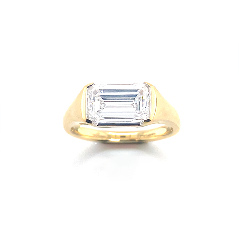 emerald cut diamond ring 2.01ct bezel setting