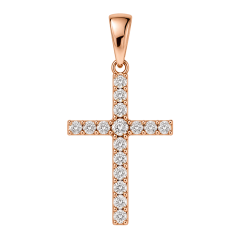 Faith 0.15ct diamond cross pendant in rose gold