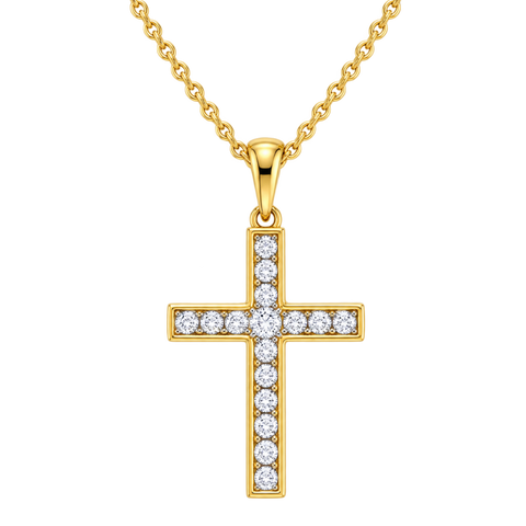Grace 0.15ct diamond cross necklace in yellow gold with matching chain