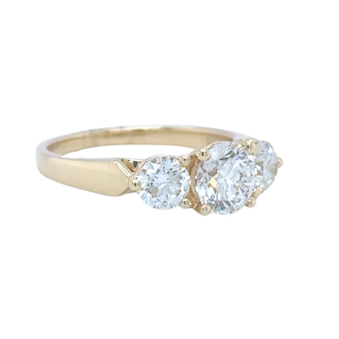 three stone diamond engagement ring gold
