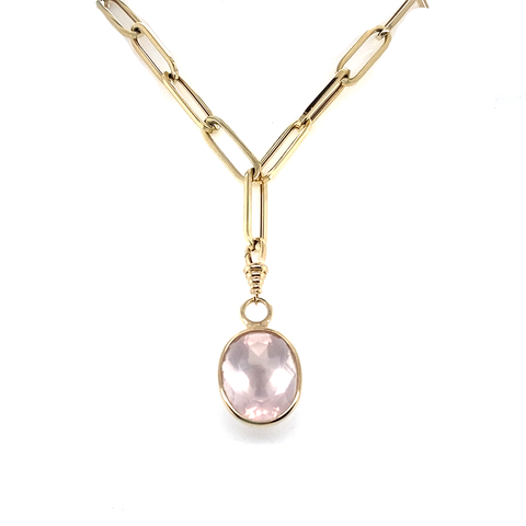 Enhancer Rose Quartz Oval -  Paddington Jeweller - Ojco