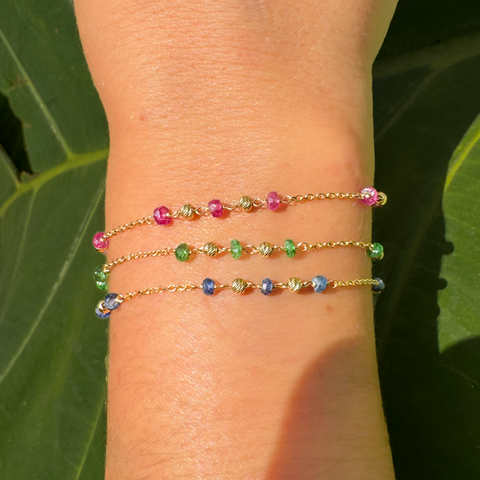 Ruby on trace bracelet - 18cm