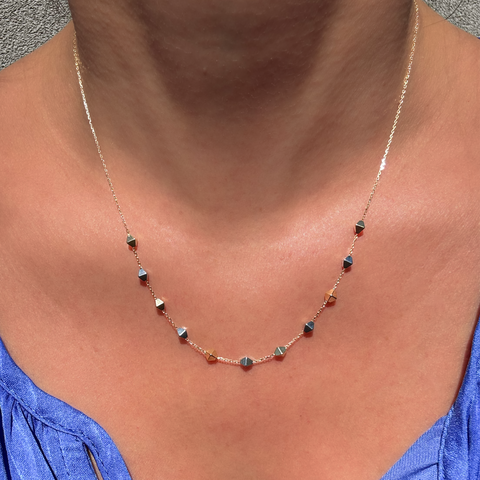 18kt Trace Diamond Block Necklace 45cm