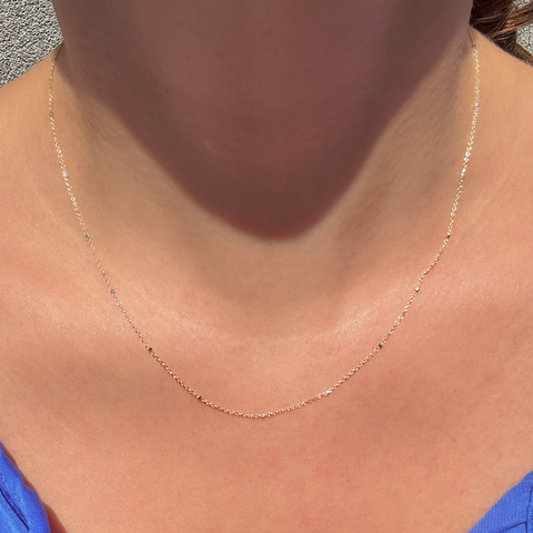 18kt Trace Tiny Ball Necklace 45cm