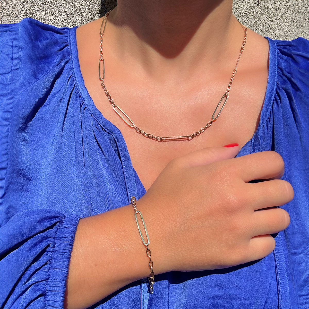 9kt Oblong Trace Necklace 45cm -  Paddington Jeweller - Ojco