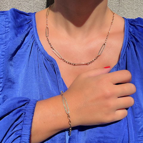 9kt Oblong Trace Bracelet 18cm