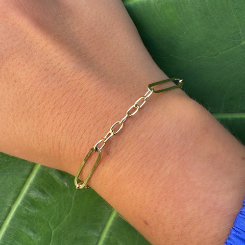9kt Oblong Trace Bracelet 18cm