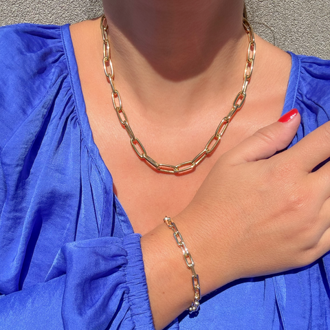 9kt Square Link Trace Bracelet 18cm