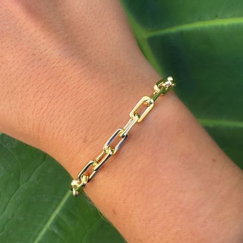 9kt Square Link Trace Bracelet 18cm