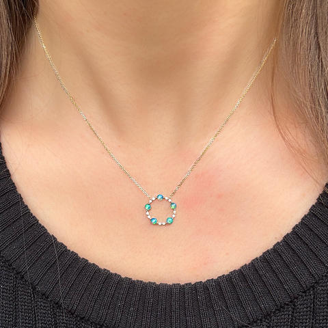 Arianna - Australian Light Opal & Diamond Necklace