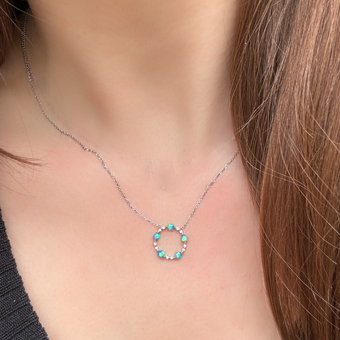 Arianna - Australian Light Opal & Diamond Necklace
