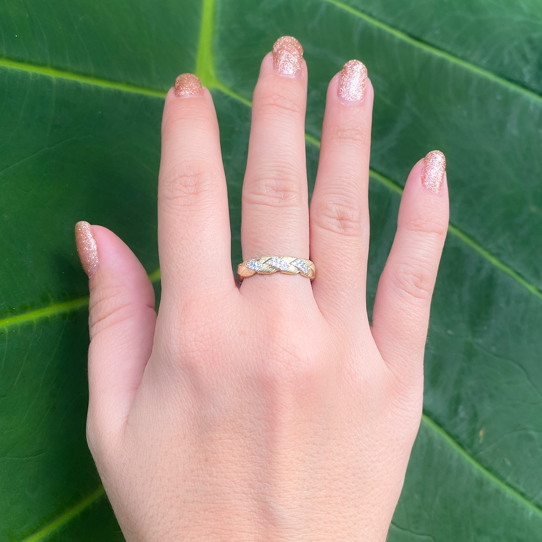 Alona diamond ring shown on hand