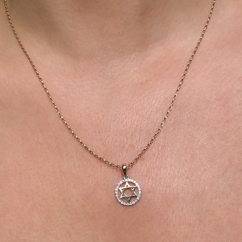 Star of David Diamond Circle of Life pendant