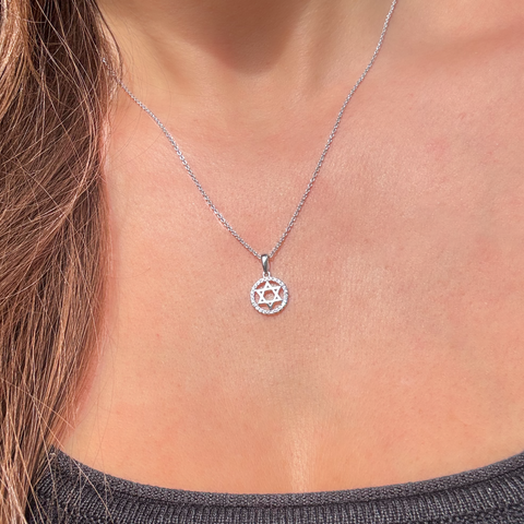 Star of David Diamond Circle of Life pendant