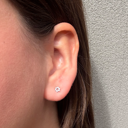 Diamond Star of David Stud Earring