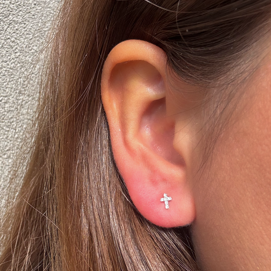 Diamond Cross Stud Earring
