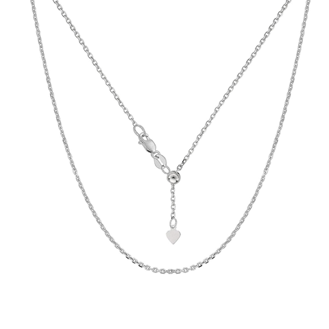 Sterling Silver Diamond Cut Cable Adjustable - 1.10mm