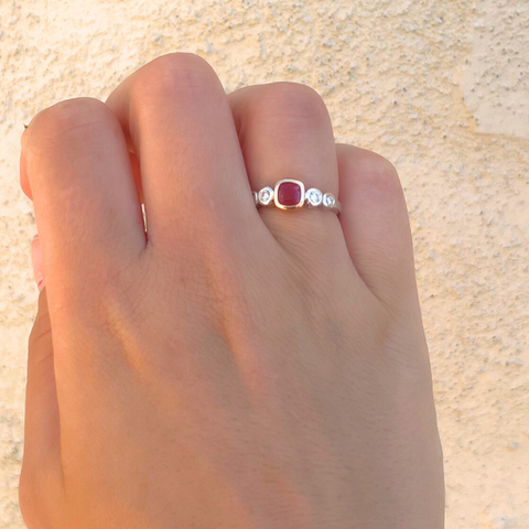 Ariah – Marquise Ruby & Diamond Ring in 18ct White Gold