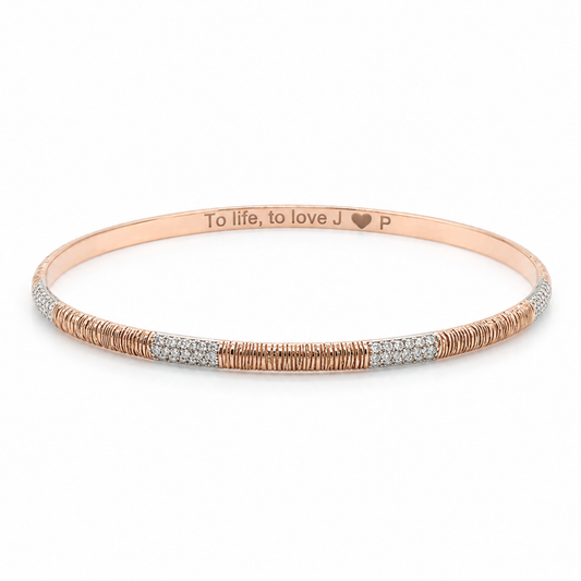 Julie Custom Diamond Bangle – 14kt Rose Gold Diamond Bracelet -  Paddington Jeweller - Ojco
