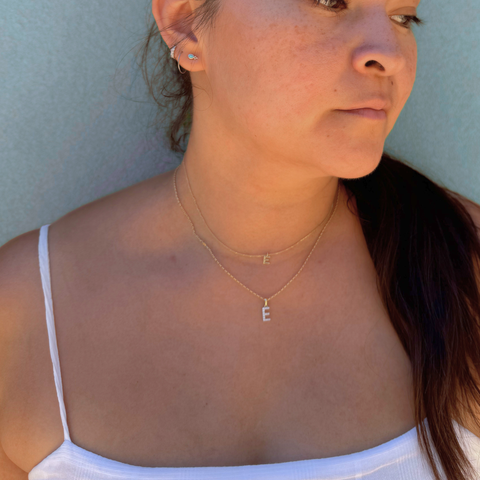 Personalised diamond letter charm in yellow gold