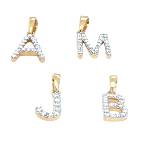 8mm diamond letter pendant in 18k gold