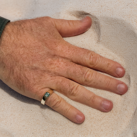 Australian parti colour sapphire ring with green and blue zoning, designed by Paddington Jeweller