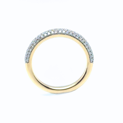 Minimalist 18kt gold diamond band with round diamonds, eternity-style design