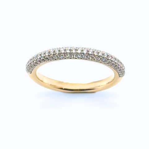 Minimalist 18kt gold diamond band with round diamonds, eternity-style design
