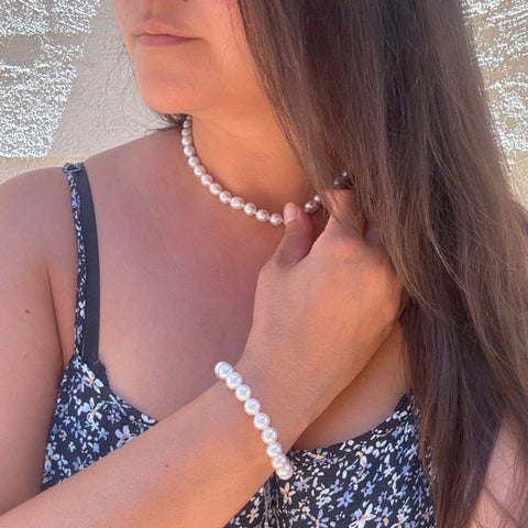 Classic pearl strand styled for formal occasion