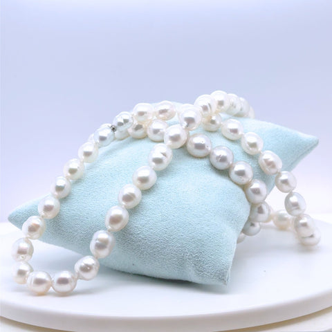 South Sea pearl necklace worn on neckline