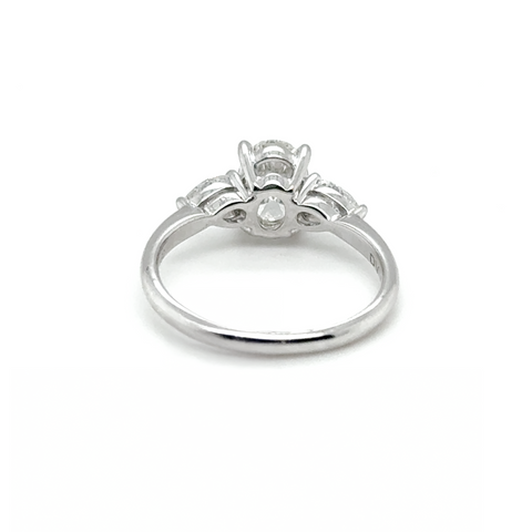 oval and pear trilogy diamond engagement ring
