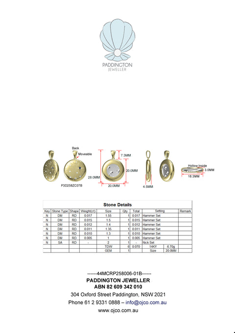 Thea – Custom Locket Pendant in 18kt Yellow Gold -  Paddington Jeweller - Ojco