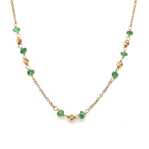 Emerald on trace necklace - 45cm -  Paddington Jeweller - Ojco