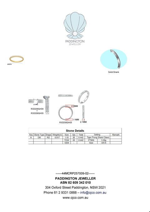 Rhiana Custom Made - Cushion Cut Platinum Bridal Set -  Paddington Jeweller - Ojco