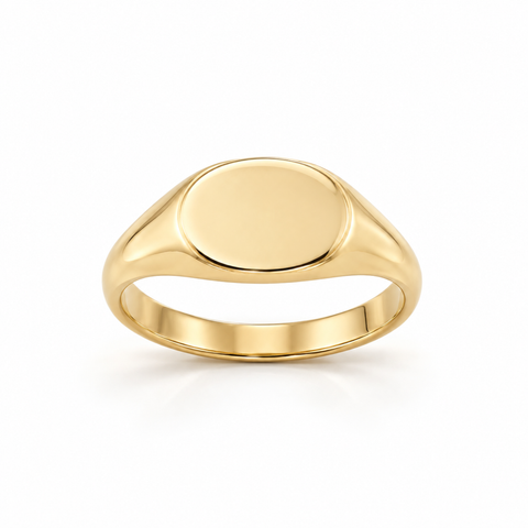 9kt yellow gold East-West oval signet ring