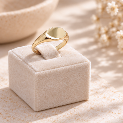 Riley solid yellow gold oval signet ring