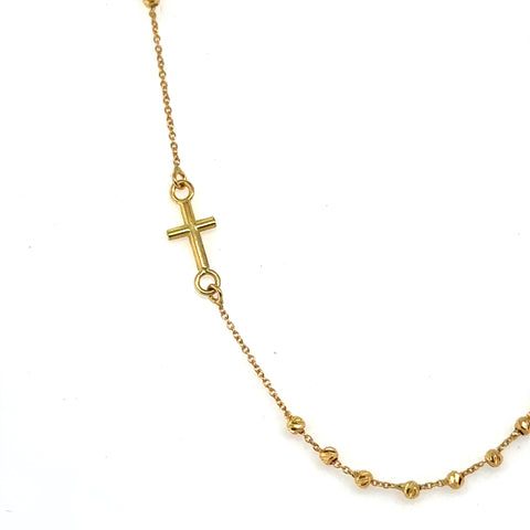 18kt Rosary Bead Necklace 42cm