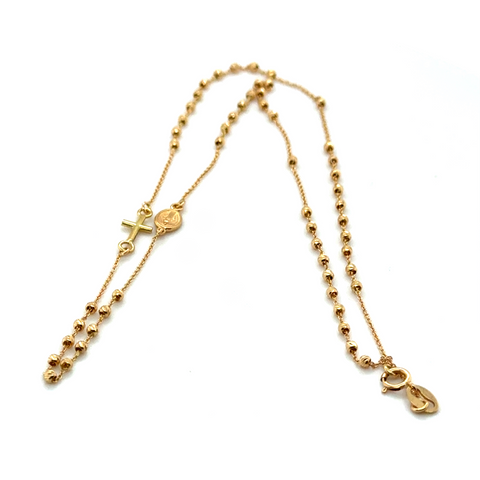 18kt Rosary Bead Necklace 42cm
