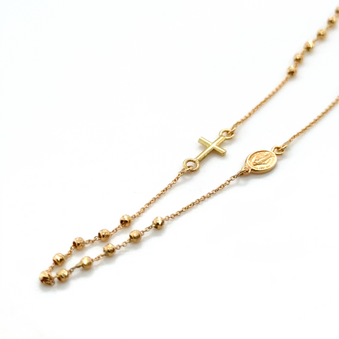 18kt Rosary Bead Necklace 42cm