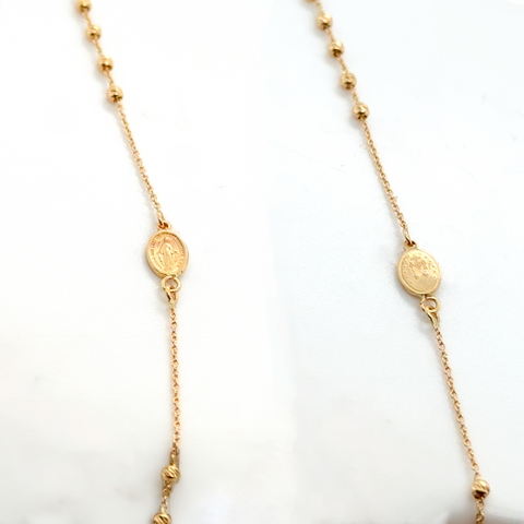 18kt Rosary Bead Necklace 42cm