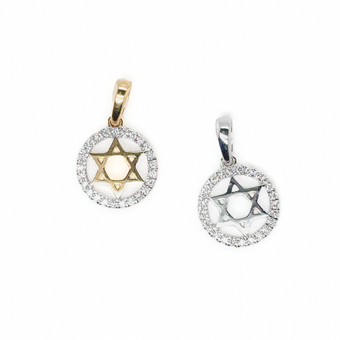 Star of David diamond circle of life pendant in 14kt gold