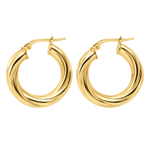 Twister 9kt yellow gold twisted hoop earrings