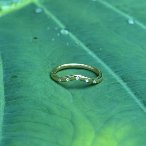 Custom Made wedding band yellow gold and diamonds 