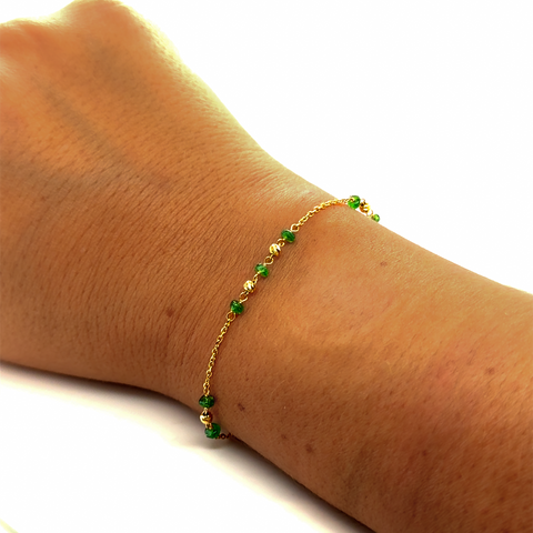 Emerald on trace bracelet - 18cm